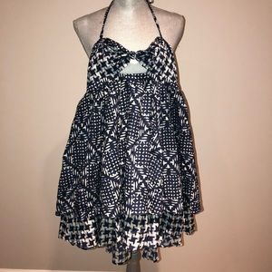 Indigo Mix Match Print Halter Dress